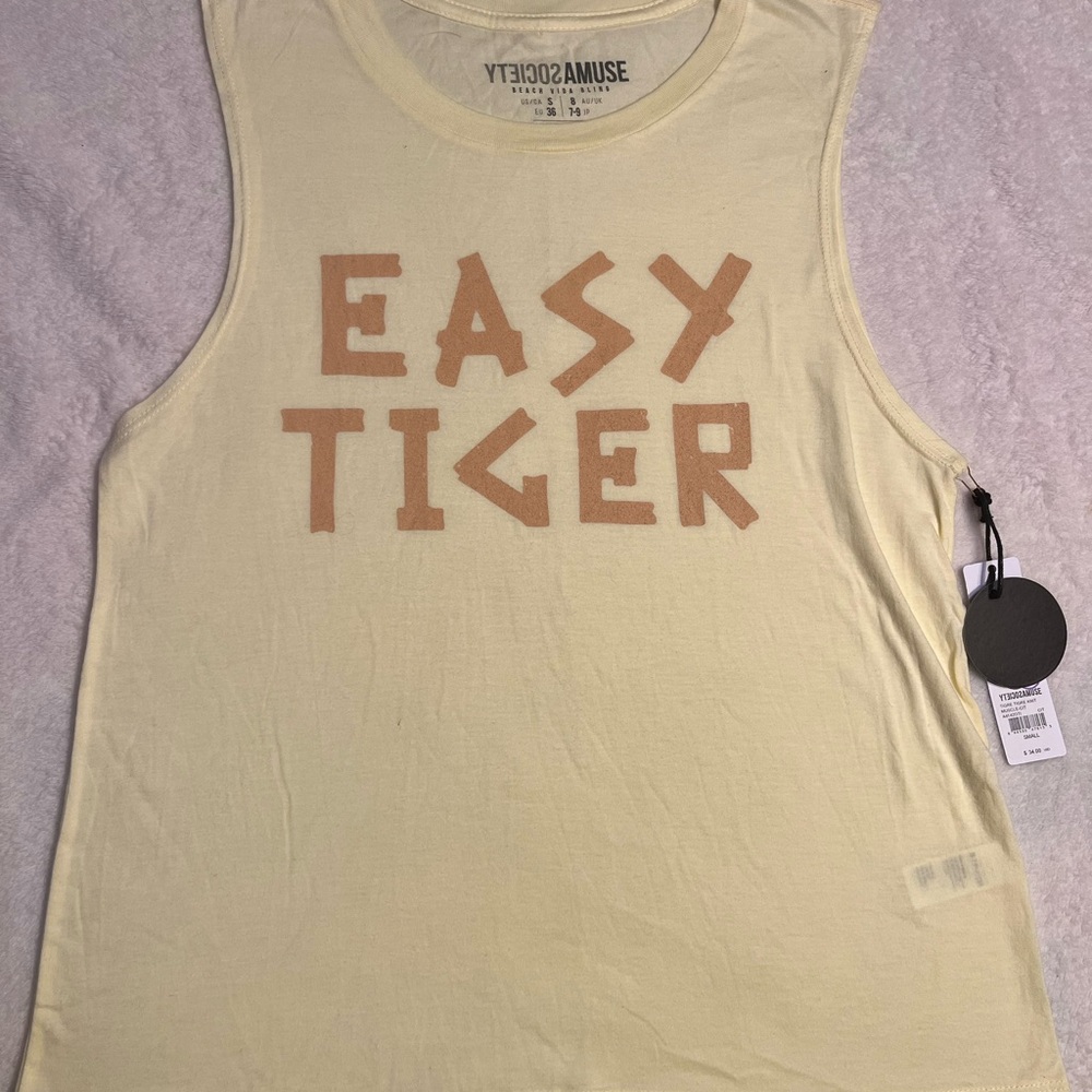 Amuse Society Cream Tank with Rust Graphic
